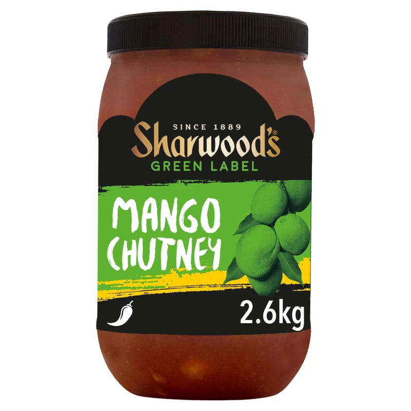 Sharwood's Green Label Mango Chutney – Sweet & Tangy Indian-Style Condiment, Catering Size Jar for Curries, Snacks, Sandwiches & Marinades, 2.6 Kg (Pack of 1)