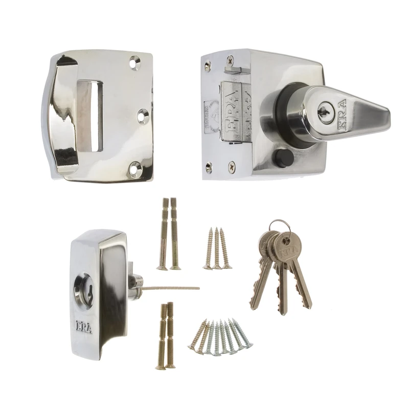 ERA 40mm Maximum Security BS Nightlatch - Chrome Effect Body