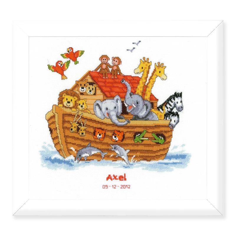 Vervaco Birth Record Noah's Ark Counted Cross Stitch Kit, Multi-Colour
