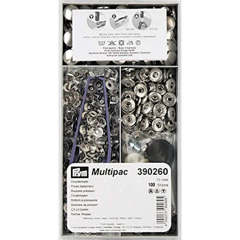 Prym - Prym Silver Anorak (15mm) Non-Sew Press Fasteners - 1 Unit