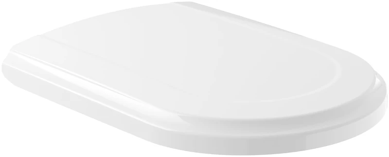 Villeroy & Boch Hommage toilet seat - Toilet seat with soft-close mechanism - Removable, shatterproof toilet seat made of duroplast in a D shape - Original spare part - White Alpine, glossy