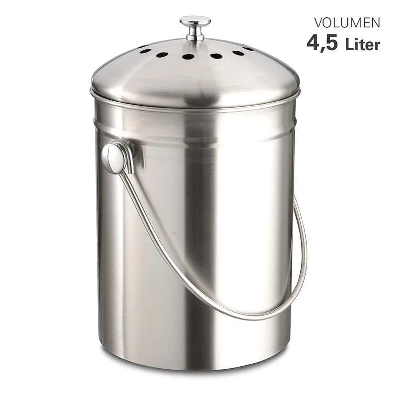 Weis Bio Kitchen scaps bin, Stainless-Steel, Silver, 18 x 18 x 18 cm - Image 1