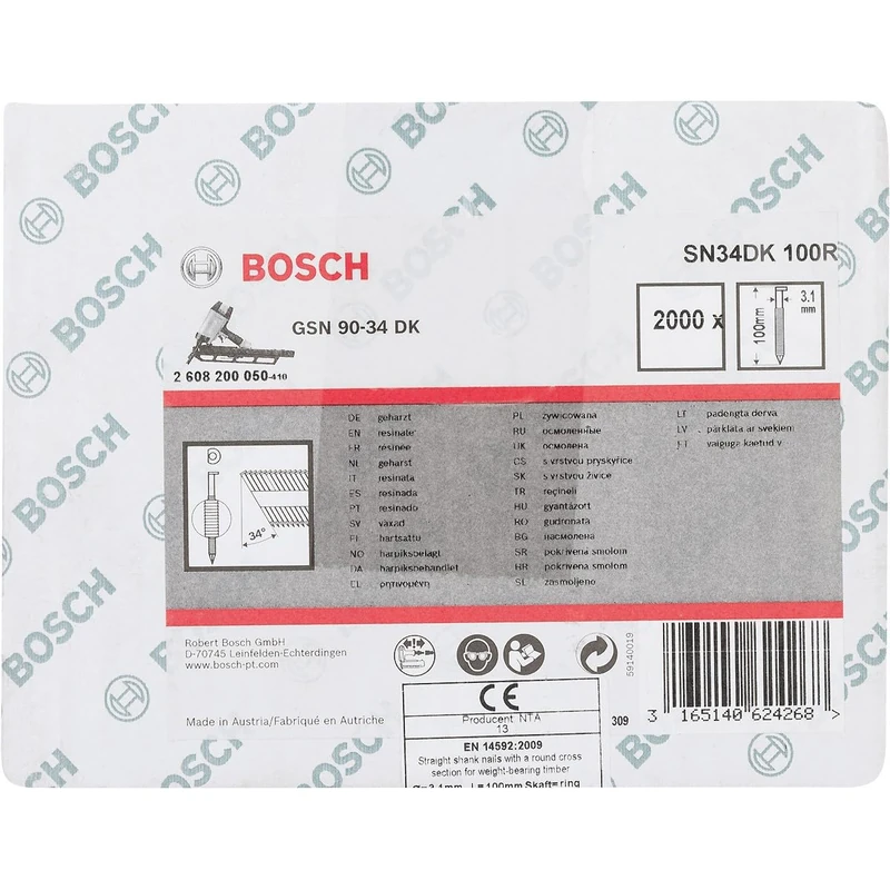 Bosch 2608200050 3.1 x 100 mm Clipped Head Strip Nail - Image 1