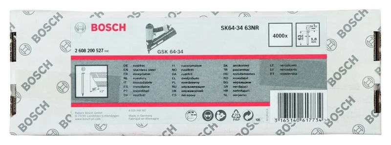 Bosch 2608200527 INOX Finish Nails, Silver, 63 mm