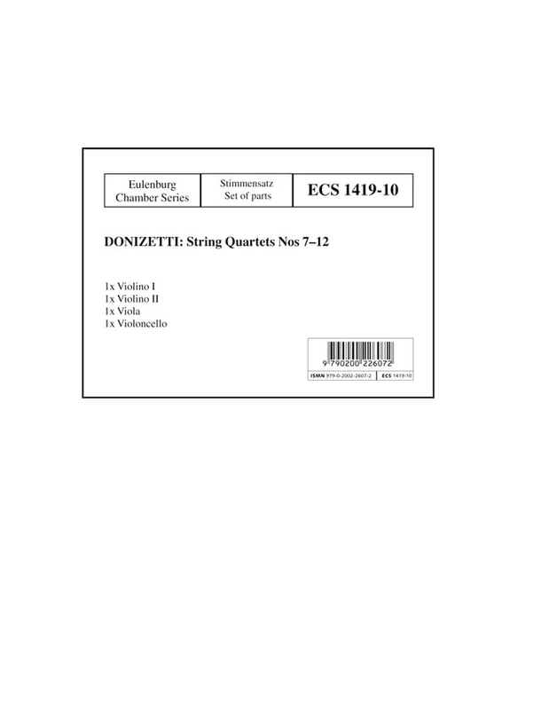 Quatuors à cordes n° 7-12: 2 violins, viola and cello. Jeu de parties.
