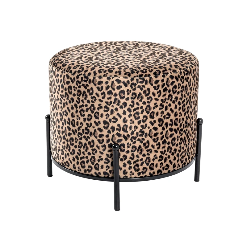 HAKU Möbel Stool Motif, Black, Mdf, Metal, Fabric - Size: H 40 cm X Ø 48 cm, Style: Bohemian