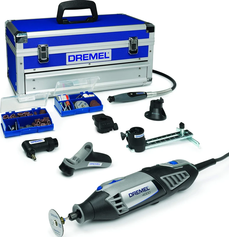 Dremel 4000 Rotary Tool 175 W, Rotary Multi Tool Kit with 6 Attachments 128 Accessories Variable Speed 5000-35000 rpm for Cutting, Carving, Sanding, Drilling, Polishing, Routing, Sharpening, Grinding, F0134000KF