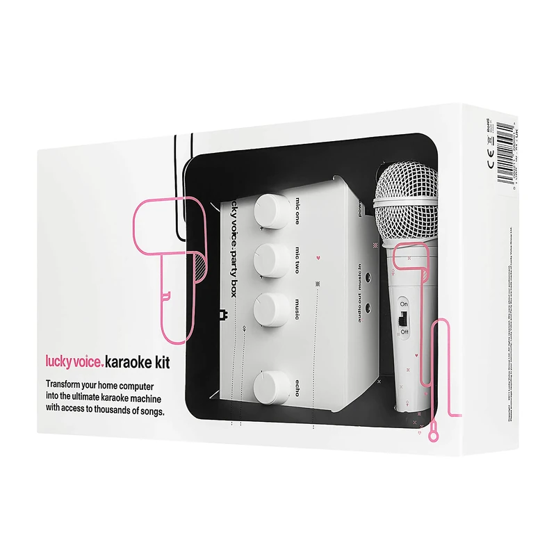 Lucky Voice Portable Karaoke Machine & x1 Karaoke Microphone, White - Sing Along At Home With Over 10,000 Songs - Gifts For Kids & Adults