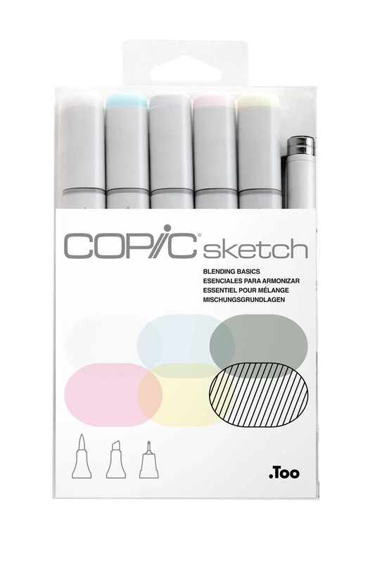 Copic Sketch Coloured Marker Pen - Set of 5 + 1 Multiliner SP, For Art & Crafts, Colouring, Graphics, Highlighter, Design, Anime, Professional & Beginners, Art Supplies & Colouring Books