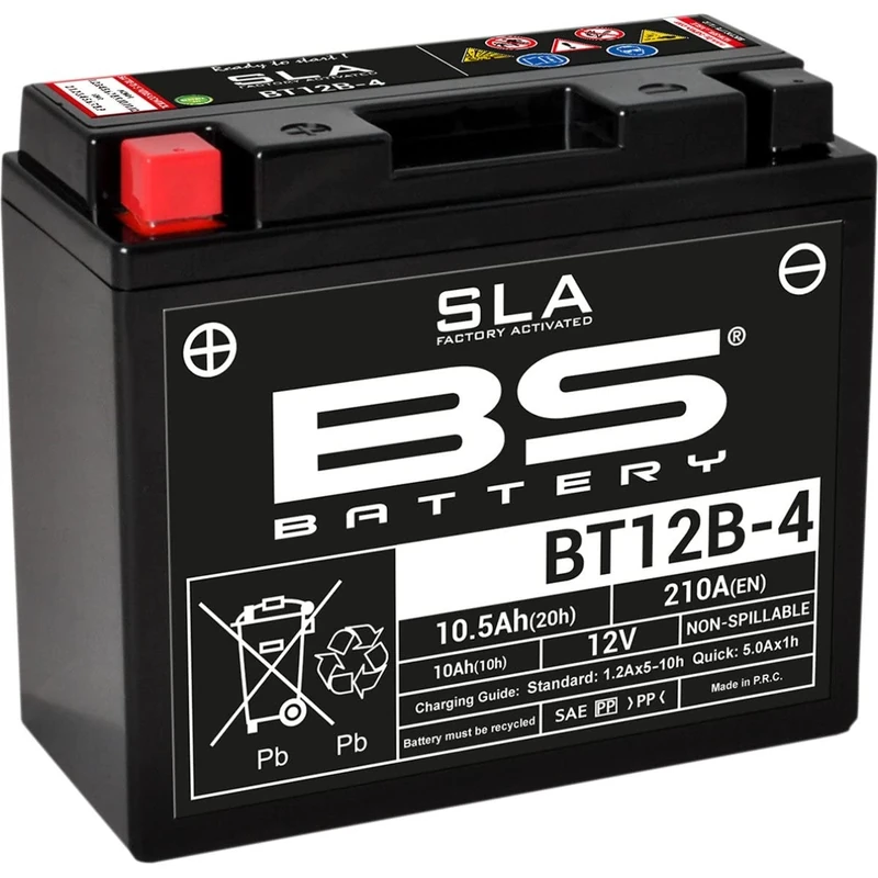 BS battery 300643 BT12b 4 Sla AGM Motorcycle Battery (Black)