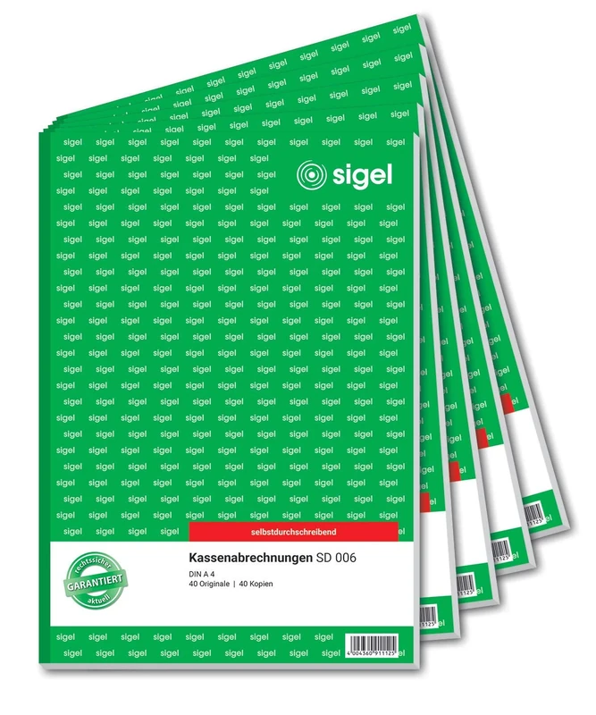 Sigel SD006 Cash Statements Carbonless Copying, 2 x 40 Sheets (Pack of 5) 5 Piece