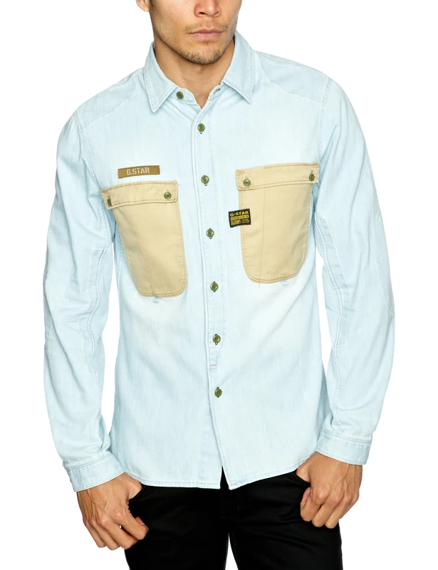 G-STAR RAW CM Com S Long Sleeve Men's Shirt Light Aged Large