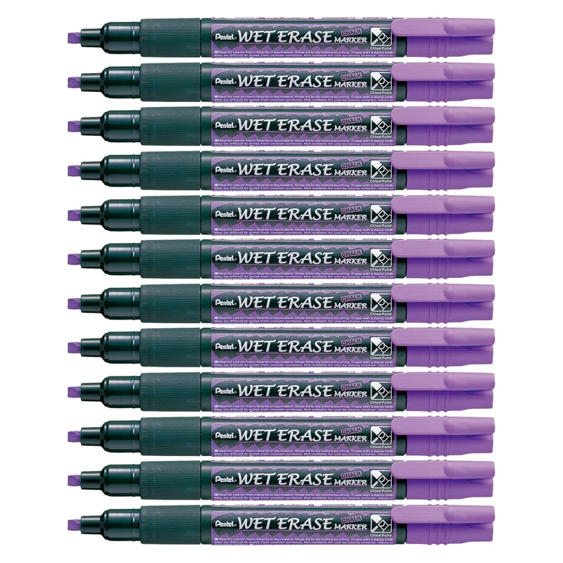 Pentel Wet Erase Chalk Marker Medium Tip - Violet (Pack of 12), SMW26-VO