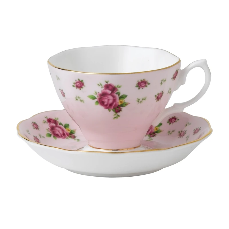 Royal Albert Modern Vintage NCRPNK26135 Teacup & Saucer, 2 Piece Set NCR, Bone China, Country Roses Pink, 20.3cm