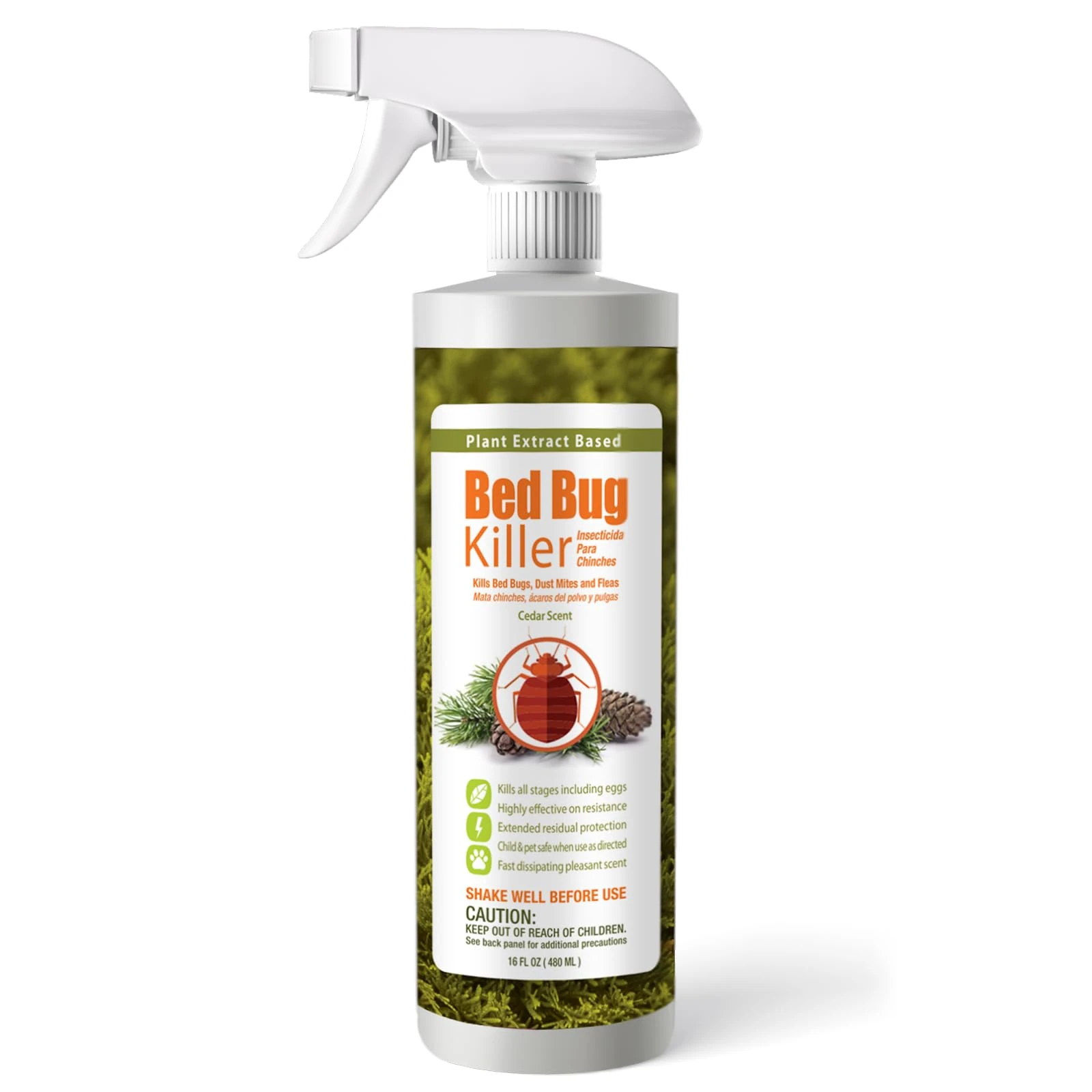 EcoVenger Bed Bug Killer Spray (480ml), Quickly Kills Bed Bugs, Nymphs, Eggs, Dust Mites, Lice & Resistant Bugs, 2 Weeks Extended Residual, Plant Based Non-Toxic, Safe for Children & Pets