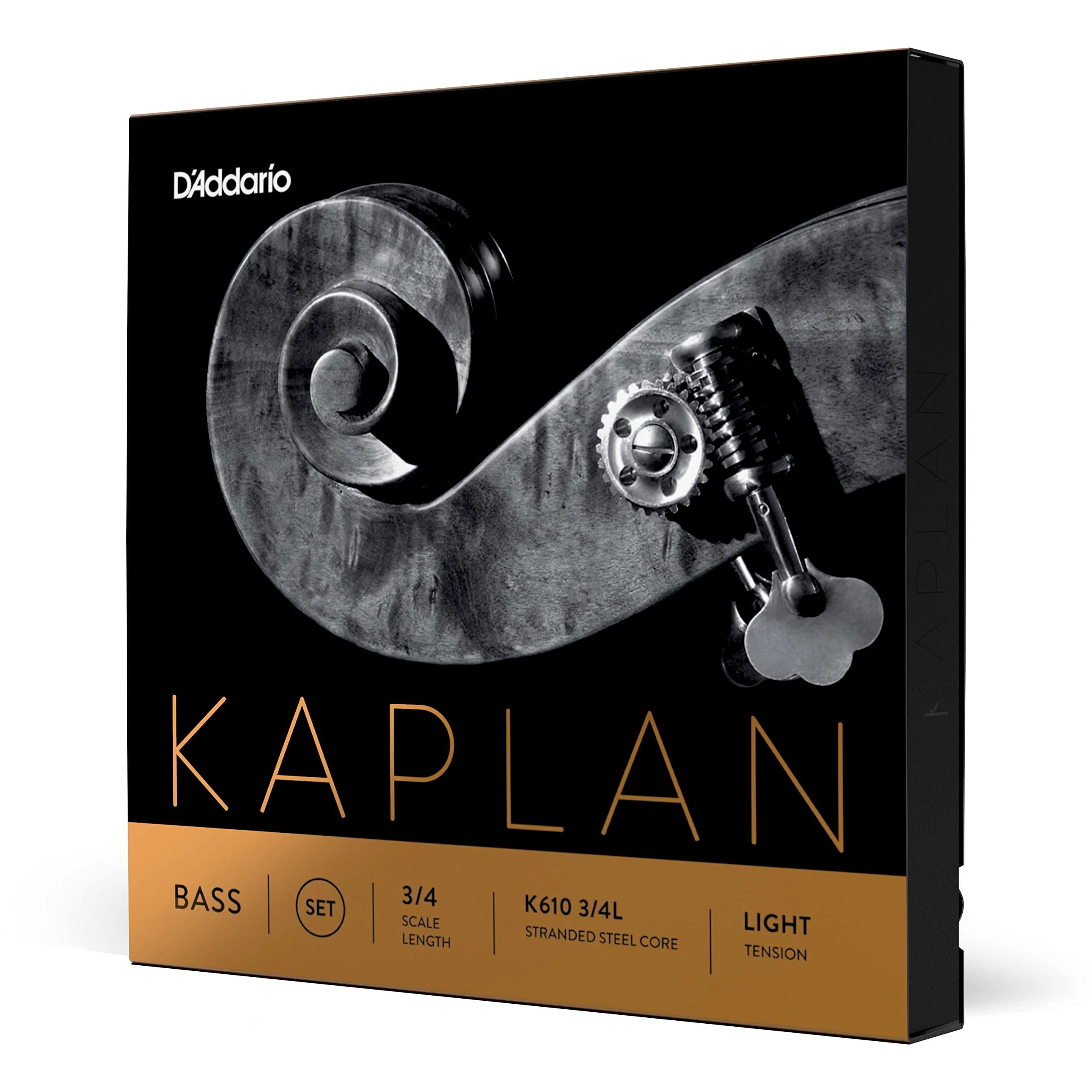 D'Addario Kaplan Bass Strings - Full Set - K610 3/4L - For Upright Bass, Double Bass - 3/4 Scale, Light Tension