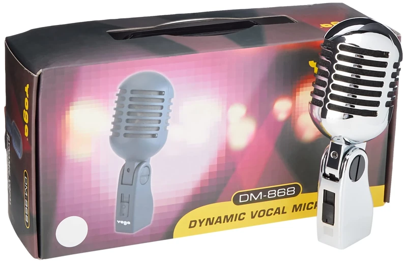 Pulse PLS00093 Retro Style Chrome Microphone - Silver/Chrome
