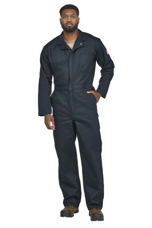 Bulwark Men's Flame Resistant 9 Oz Twill Cotton Classic Coverall with Hemmed Sleeves