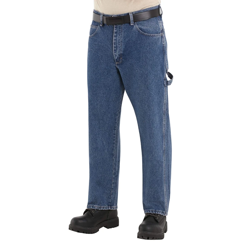 Bulwark Men's Flame Resistant 14.75oz Pre-Washed Denim Dungaree 2 Tool Loops, Stonewash, 40W x 34L