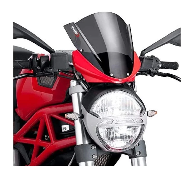 Puig 5650F Racing Screen for Ducati Original Fairing Monster 696/796/ 1100, Dark Smoke, Medium - Image 1