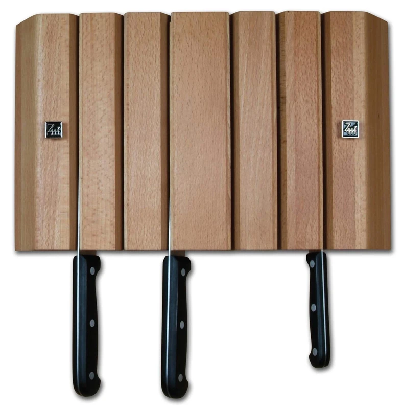 Grunwerg Wall Mounted Magnetic Knife Block, Beech, 6 Slot, Gift Boxed