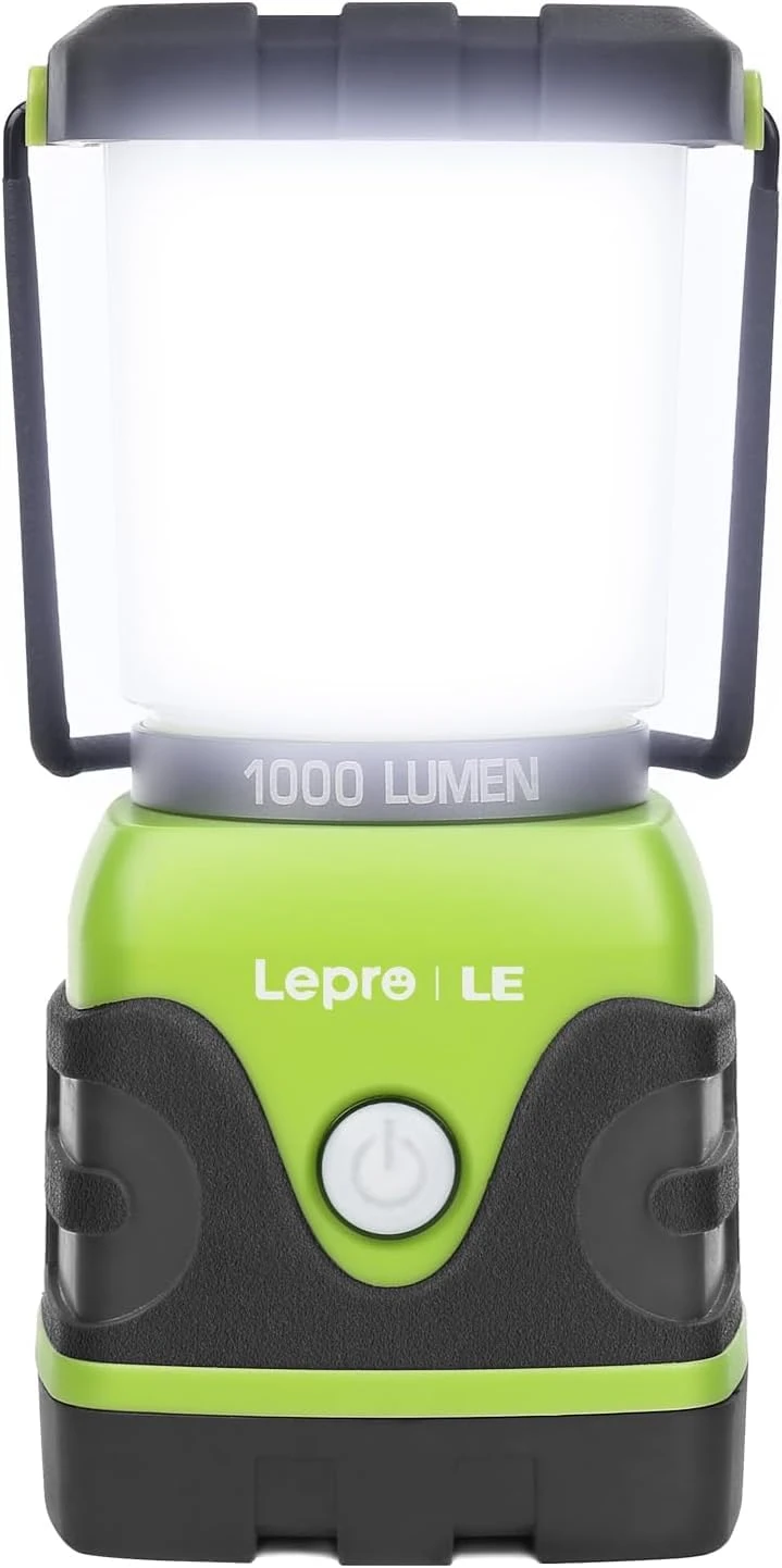 LE Camping Lantern, 1000 Lumen Camping Lights Battery Powered, Dimmable Warm White and Daylight Modes, Battery Lantern for Power Cuts, Emergency Lighting, Suit for Hiking, Fishing, Tents, etc.