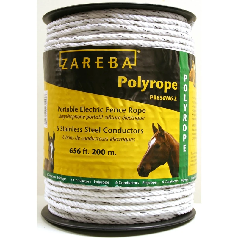 ZAREBA PR656W6-Z Polyrope 200-Meter 6-Conductor Portable Electric-Fence Rope