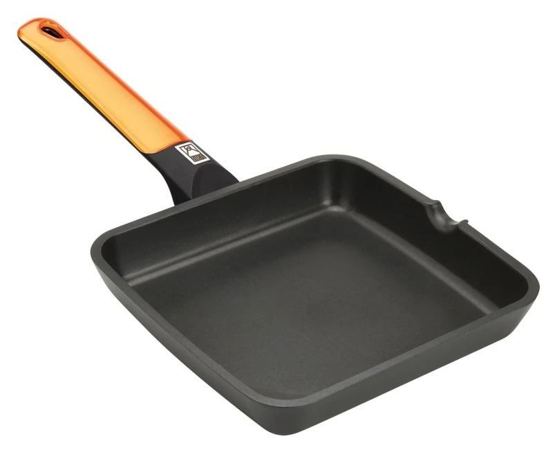 Braisogona Efficient Flat Grill Pan, Cast Aluminium, Orange, 22 cm