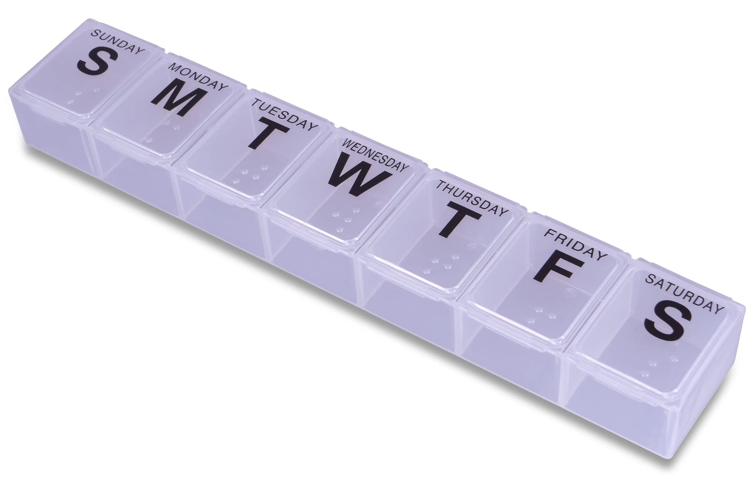 7 Day Pill Dispenser Tablet Box Organiser. 1 Compartment per Day. for those who take many Tablets on a Daily Basis. Easy Medication Management & Organisation. Easy to Open. Perfect for Travel