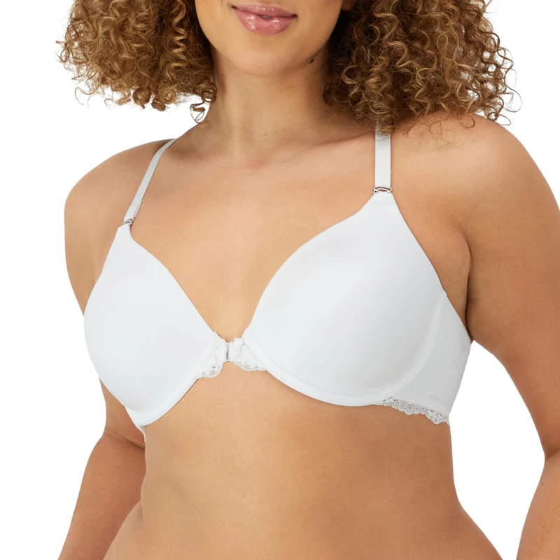 Maidenform Women's Pure Genius Soutien-Gorge Dos Nageur Dentelle Ouverture Devant Full Cup Plain Bra, Blanc (White), 36B (Manufacturer Size: 95B)