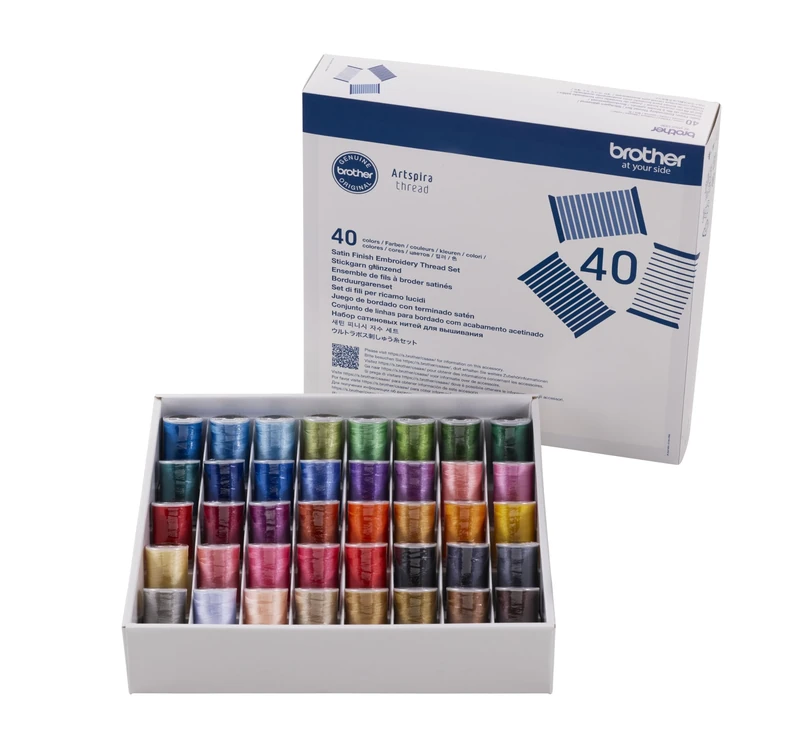 Brother Artspira Embroidery Thread Set – 40 Colours (ETS40N), Smart App Integration, Thread Registration & Colour Matching, Premium Polyester Threads