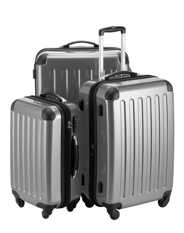 HAUPTSTADTKOFFER - Alex - Set of 3 Hard-Side Luggages Silver Glossy, (S, M & L), 235 Liter …