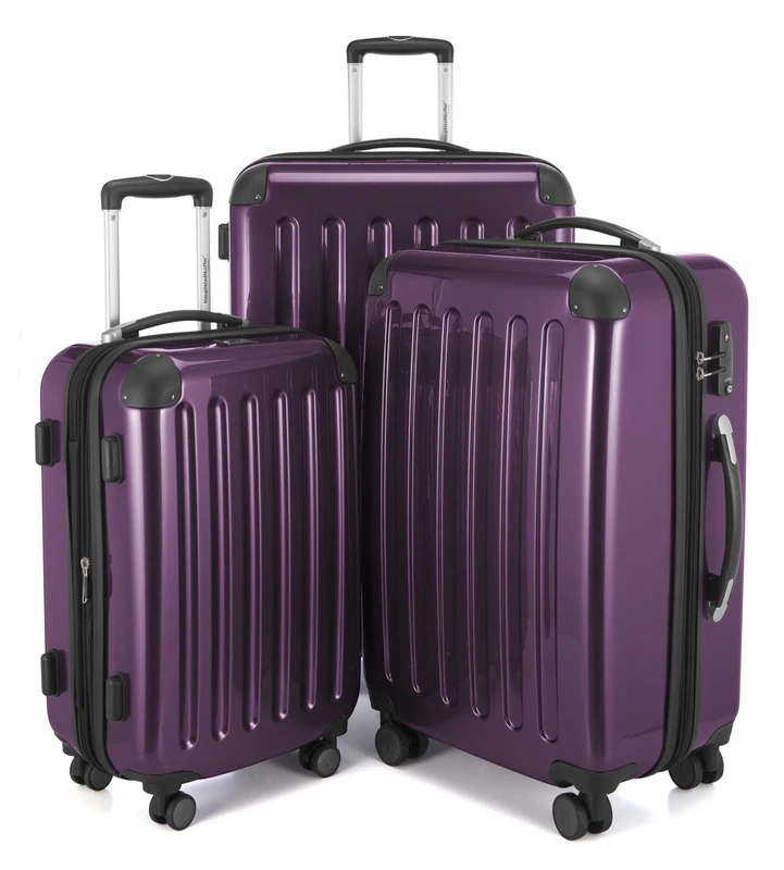 HAUPTSTADTKOFFER - Alex - Set of 3 suitcases, Travel suitcases, Trolley, Rigid Luggage, Travel Set, TSA, 4 Wheels (S, M & L), Purple