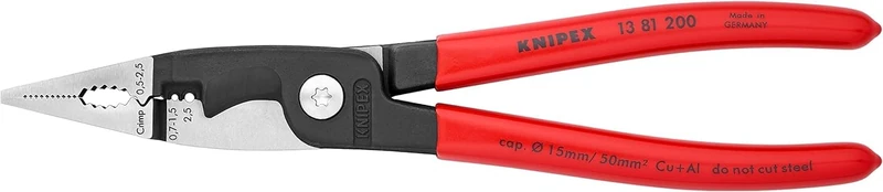 KNIPEX Pliers for Electrical Installation with Plastic Coating 200 mm, 13 81 200