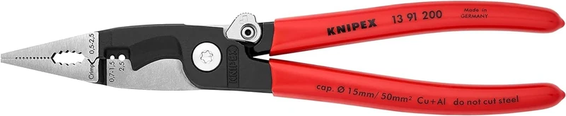 KNIPEX Pliers for Electrical Installation with Plastic Coating 200 mm, 13 91 200