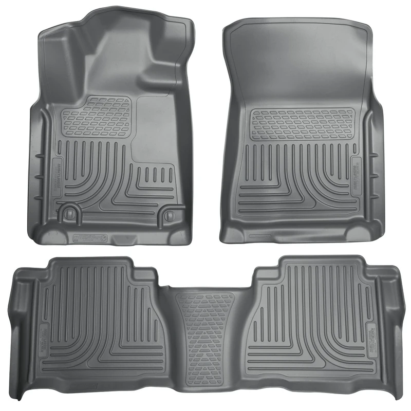 Husky Liners Weatherbeater Floor Mats | Fits 2007-2011 Toyota Tundra, CrewMax & Double Cab (Footwell Coverage) | Front & 2nd Row, 3-pc Grey - 98582
