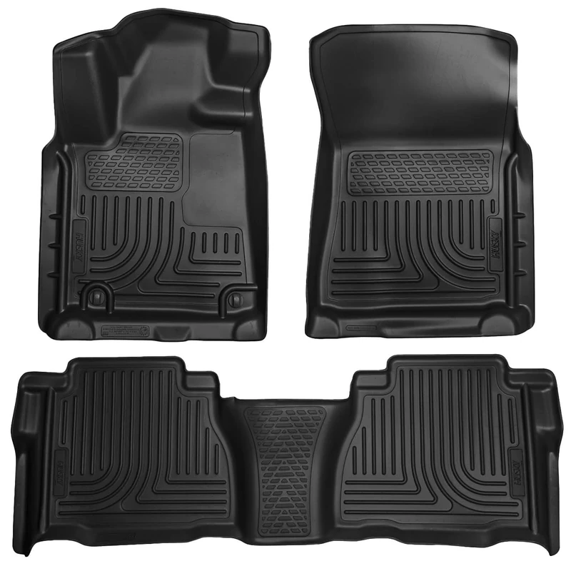 Husky Liners | Weatherbeater Series | Front & 2nd Seat Floor Liners (Footwell Coverage) - Black | 98581 | Fits 2007-2011 Toyota Tundra CrewMax/Double Cab 3 Pcs