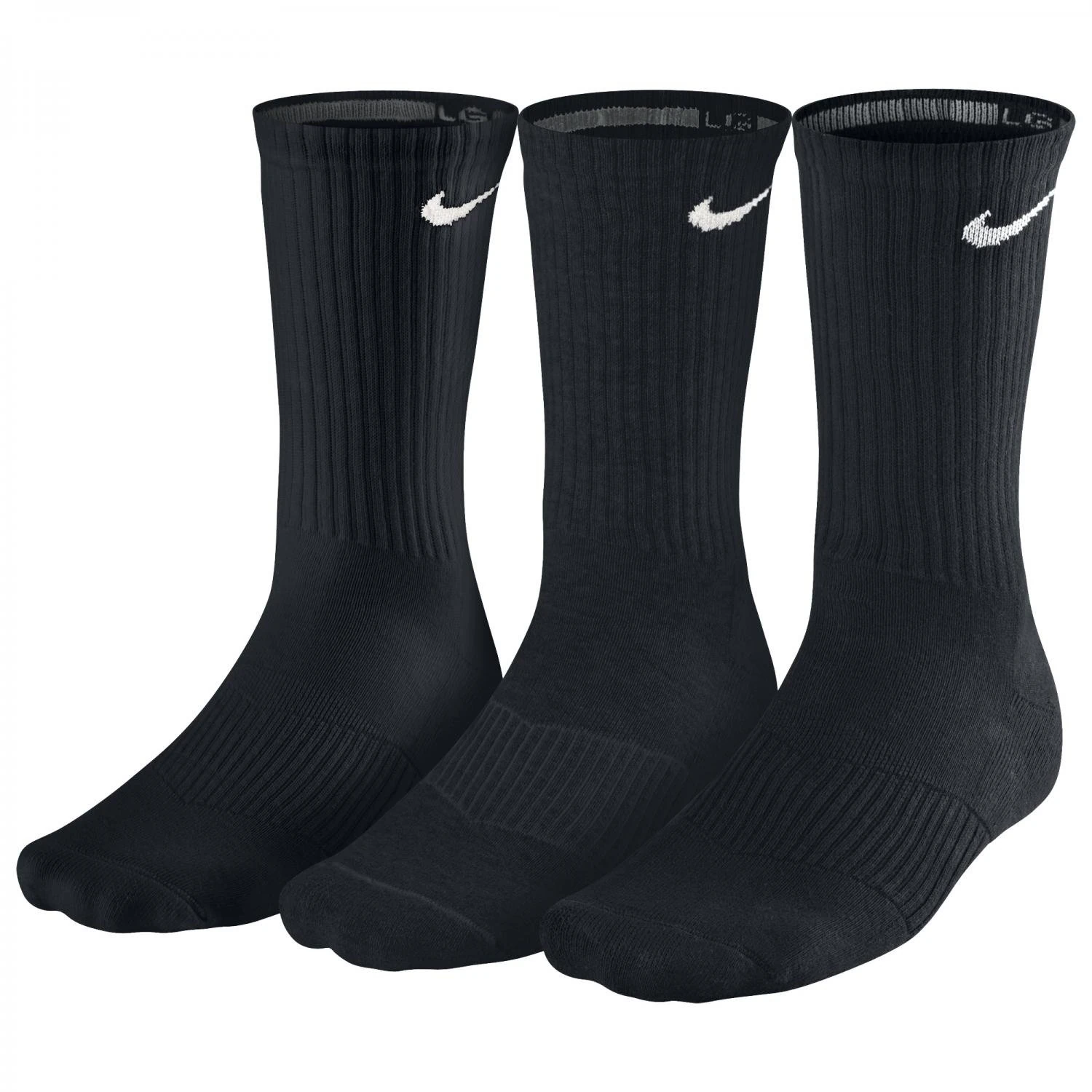Nike Men Cush Crew Socks (pair Of 3) - Black/White, X-Large/Size UK 11 - 14.5