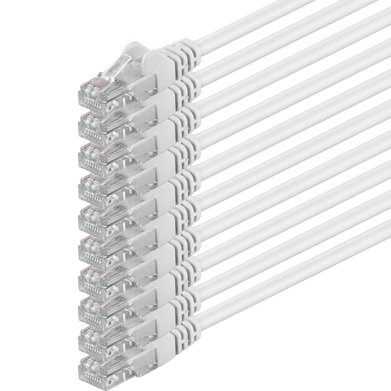 1aTTack.de 10m - white - 10 pieces - (PACK) - CAT.6 CAT6 Ethernet LAN network cable 1000 Mbit/s patch cable
