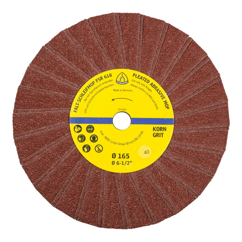 Klingspor 25998 FSR 618 Abrasive Mop Wheels 165 Single Row 2 Bristles per pack – 10 x 14 mm Grit 150