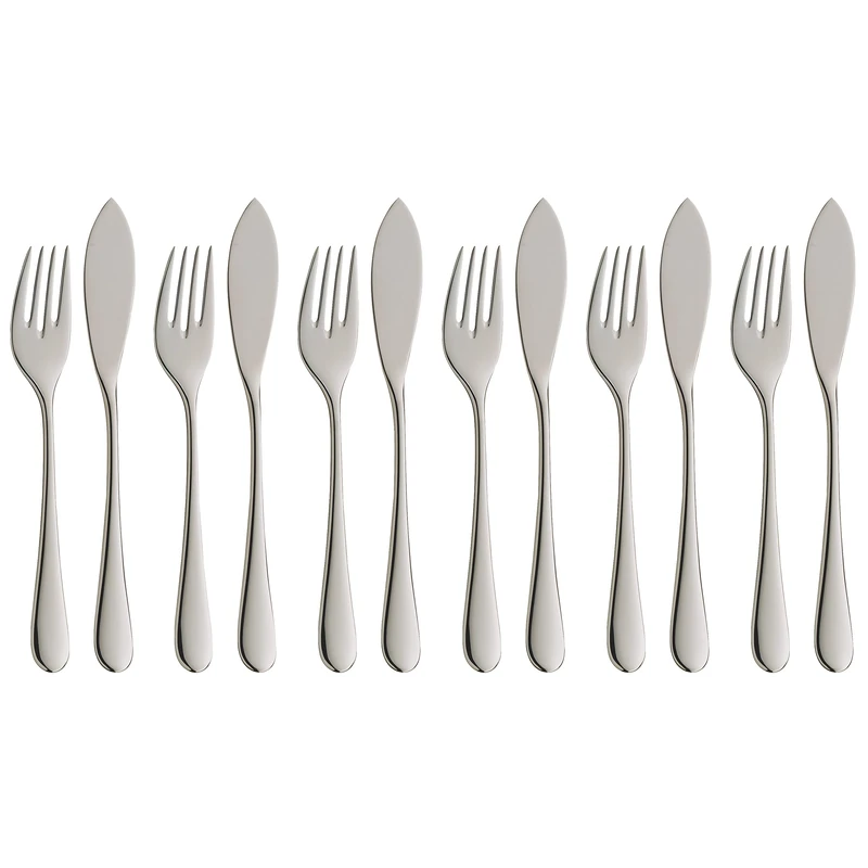 WMF Merit Cromargan Protect Fish Cutlery, Silver, Set of 12