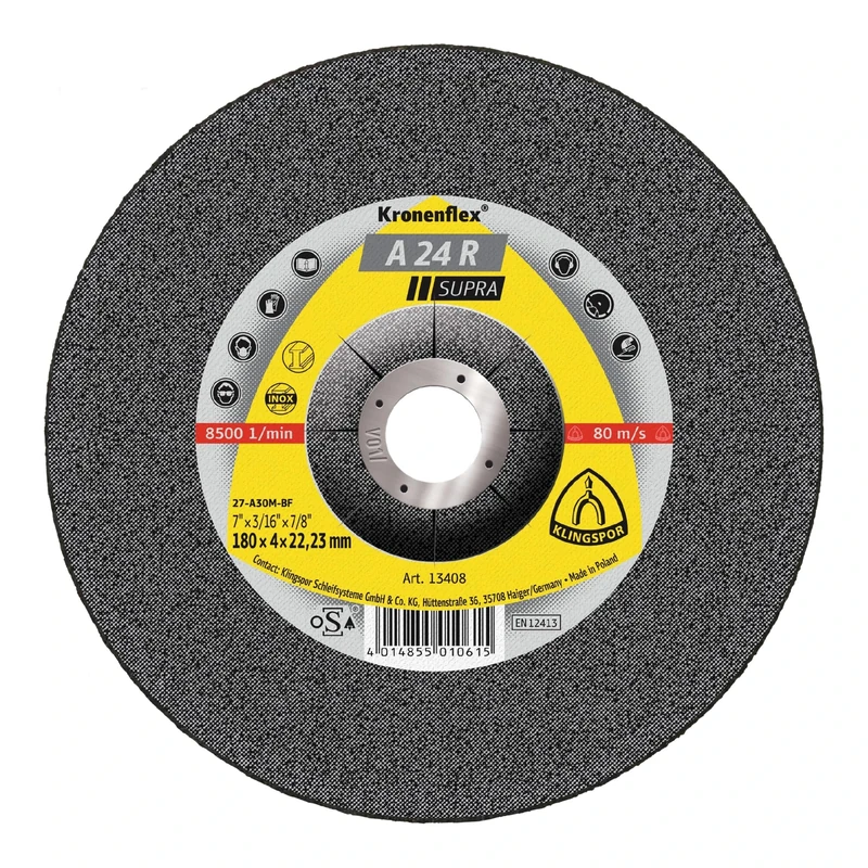 KLINGSPOR 13428 A 24 R Grinding Discs 230 x 4 x 22.23 mm Offset Pack of 10 Multi-Coloured