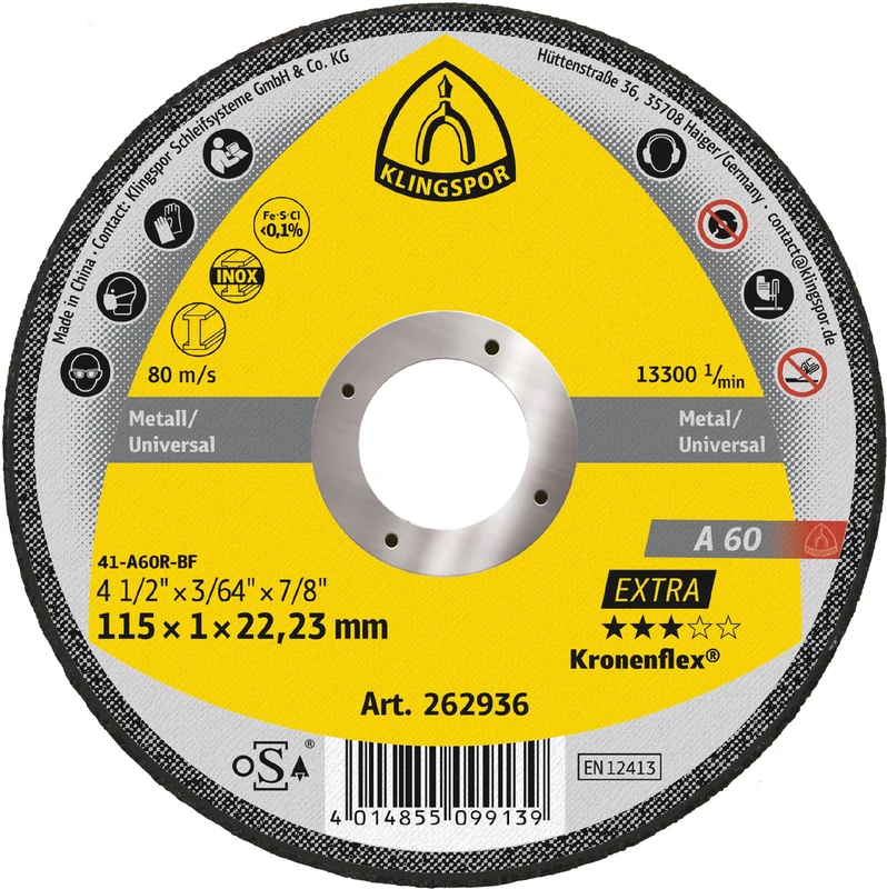 Klingspor A 24 R 13754 Cutting Wheel 100 x 2.5 x 16 mm 115 x 1 x 22,23 mm gerade 25 Stück