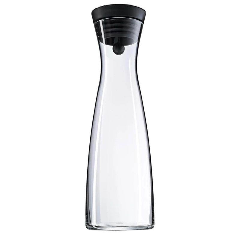 WMF Close-Up Stopper Glass Cromargan Basic Water Decanter, Black, Height 32.7 cm, 1.5 Litre