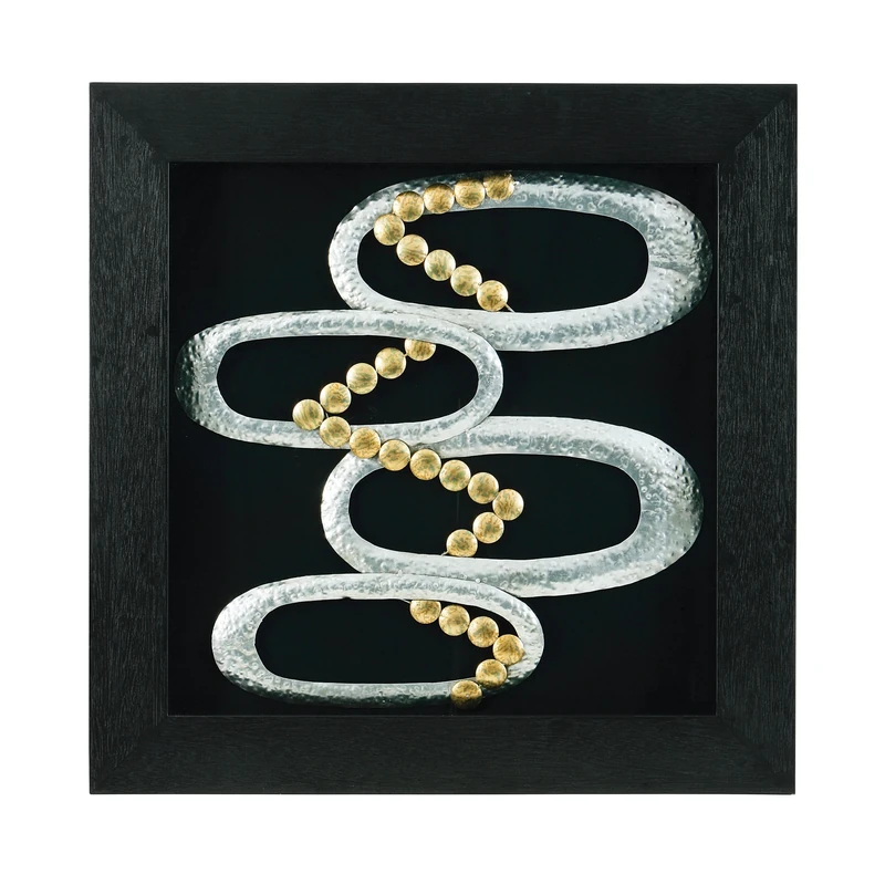 Premier Housewares Metal Hammered Circles Framed Wall Art, 90 x 90 x 7 cm