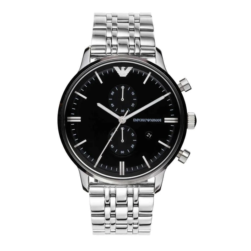 Emporio Armani Watch For Men, Quartz 2 sub dial Chronograph movement and 43mm Case Size with Stainless steel strap