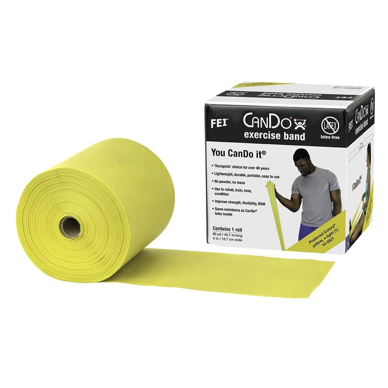 CanDo Resistance band LATEX-free / training band / gymnastics band - 45 m - yellow (very light) - alternative to dumbbells
