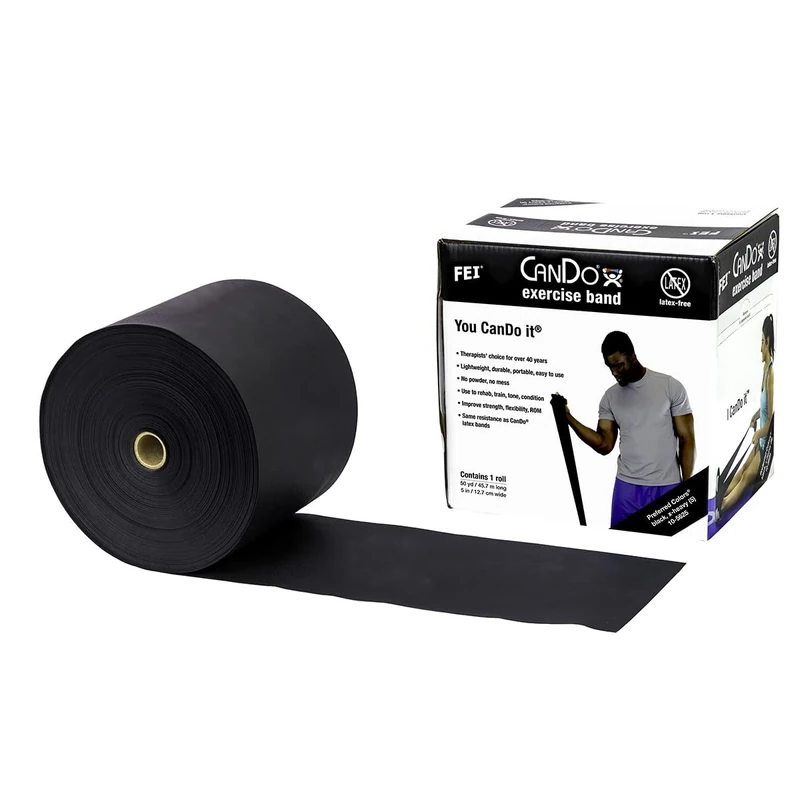 CanDo Resistance band LATEX-free / training band / gymnastics band - 45 m - black (very strong) - alternative to dumbbells