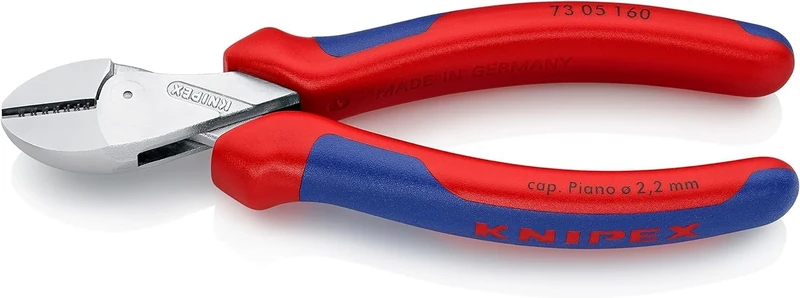 KNIPEX X-Cut Compact Diagonal Cutter High Lever Transmission Self-Service Card Chrome-Plated with Multi-Component Handles 160 mm, 73 05 160 SB