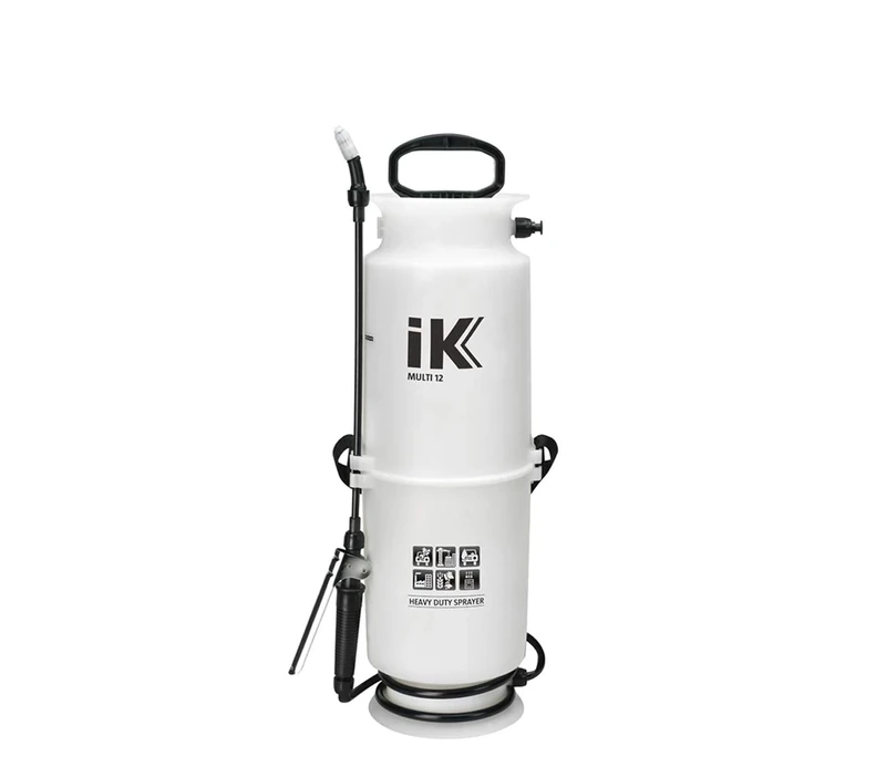 IK MULTI 12 - Acid-Resistant Pressure Sprayer - Metal Handle - Safety Valve - Shoulder Strap - 12L Tank - For Cleaning and Garden Products